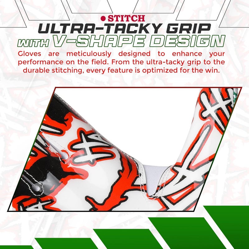 Dot Stitch Jester face Football Gloves Silicone Grip Youth Football Receiver Gloves Joker Receiver Glove Kids Receiving Glove for Youth Kids Men Adult & Unisex - Image 5